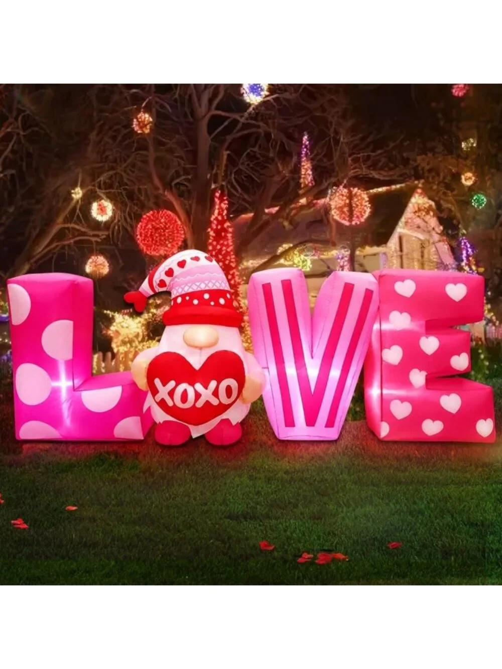 6.3FT Inflatable Love Letters & Gnomes - Outdoor Decor for Weddings, Parties